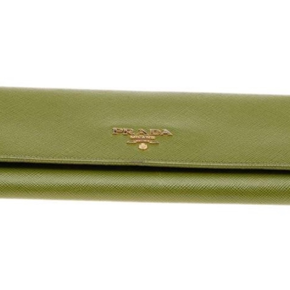 Prada Saffiano Long Snap Wallet- Green - Picture 6 of 9